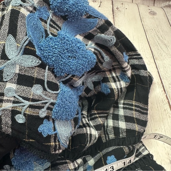 Anthropologie sarah plaid embroidered tunic  dress sz 10 petite Dolman Sleeve - Picture 7 of 9